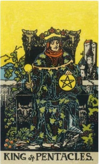 타로카드 중 펜타클 왕 (KING OF PENTACLES) 카드의 정방향